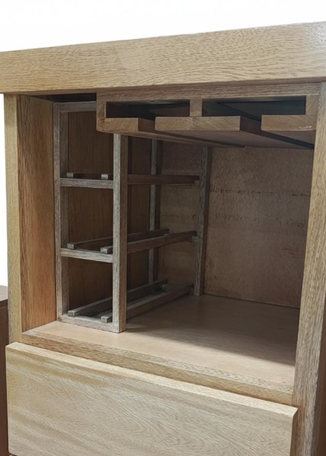 Multifuncional Multimedia Bio-Curve | Madera de Cedro | Color Beige