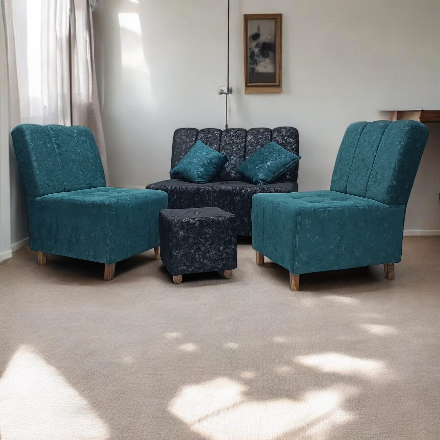 Juego de Sala Contemporánea | Premium| Verde - Negro