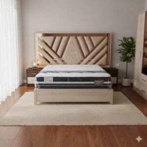 Cama de Lujo con Espejo | Incluye Colchón Semiortopédico 2 Nocheros