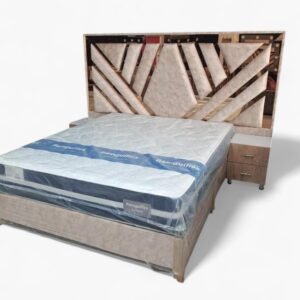 Cama de Lujo con Espejo | Incluye Colchón Semiortopédico 2 Nocheros