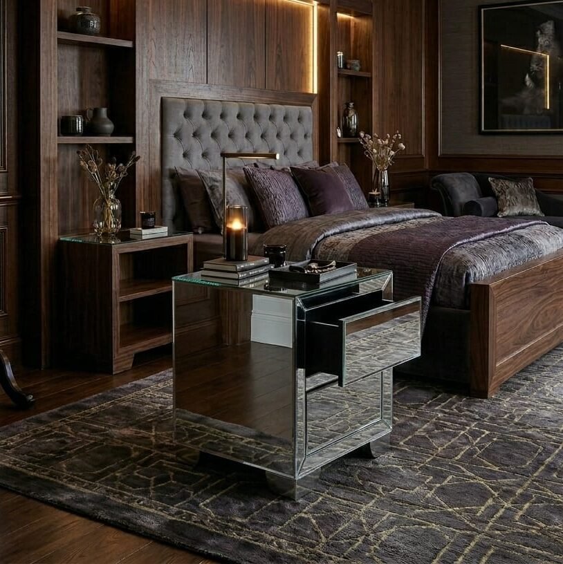 Nochero en vidrio espejo | MDF